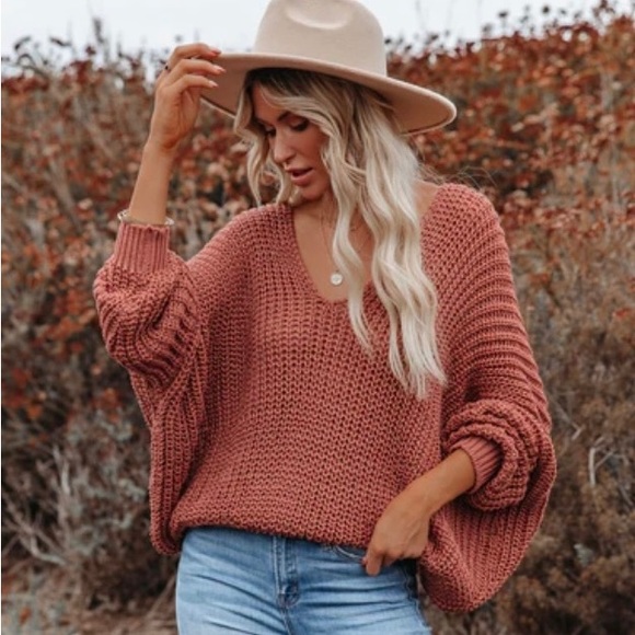 Vici Oversized Knit Sweater in Dusty Rose - Picture 3 of 3